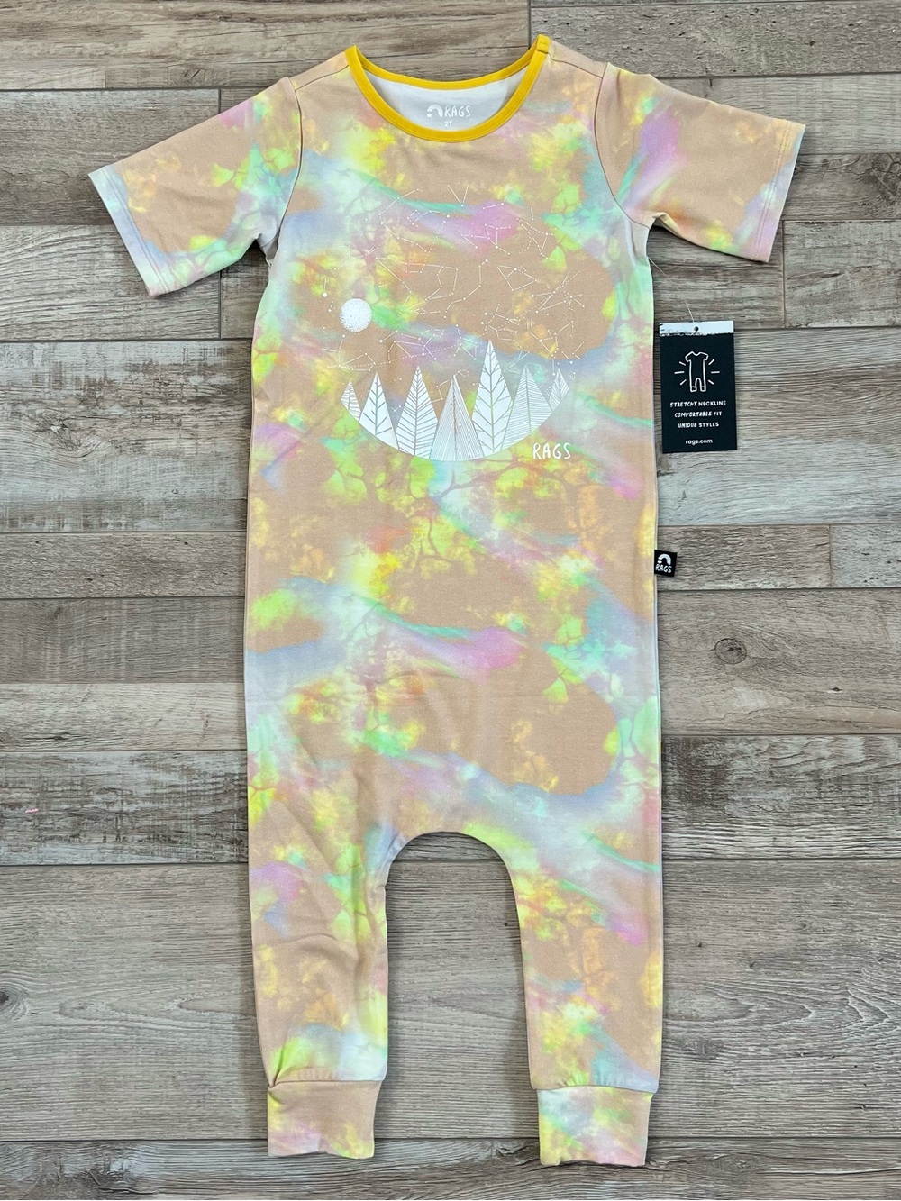 NWT Rags Retro Romper in Modern Tie Dye ‘Starry Night’ Size 2T